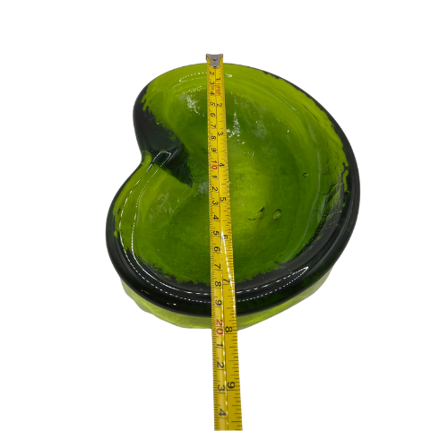 Vintage Blenko Avocado Green  Freeform Amoeba Bowl Kidney Bean Trinket Dish Ashtray Art Glass