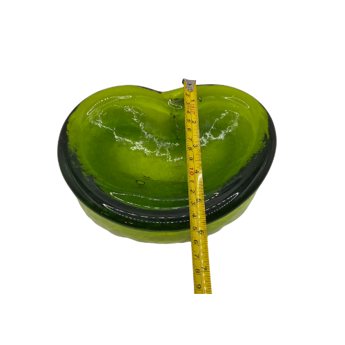 Vintage Blenko Avocado Green  Freeform Amoeba Bowl Kidney Bean Trinket Dish Ashtray Art Glass