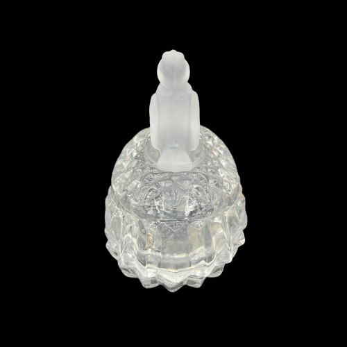 Vintage Hofbauer Crystal Glass Bird On Egg Trinket Box with Frosted Bird