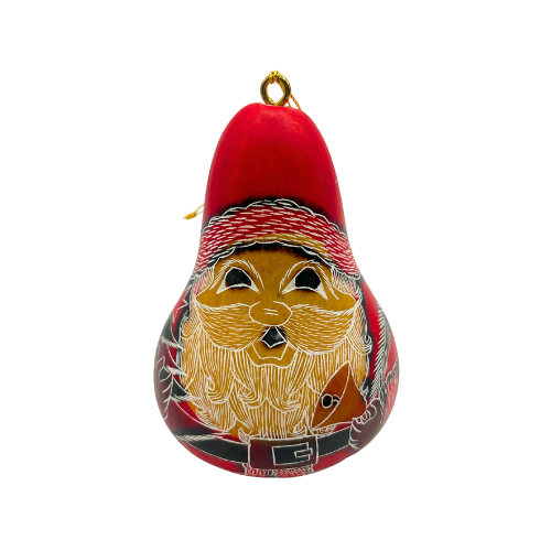 Handcrafted Gourd Santa Christmas Ornament