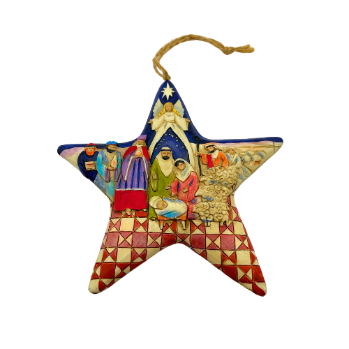 Vtg Jim Shore Nativity Star Ornament Heartwood Creek Holy Family Christmas