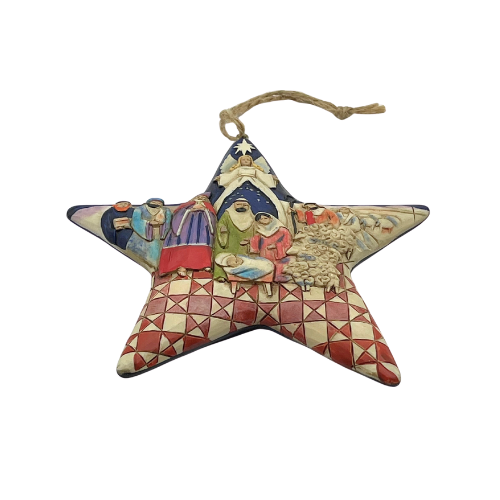 Vtg Jim Shore Nativity Star Ornament Heartwood Creek Holy Family Christmas