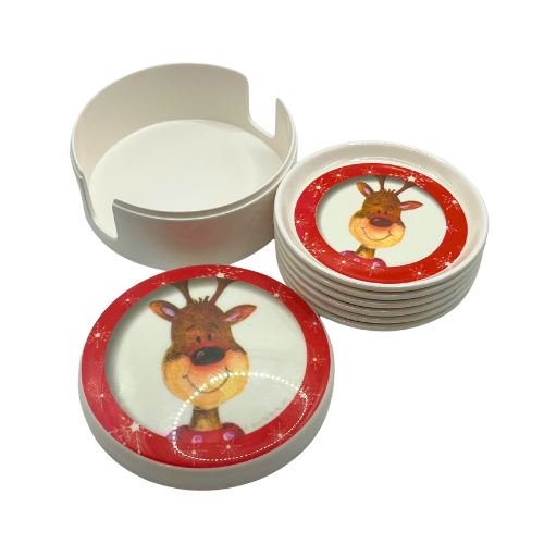 Peek A Boo Reindeer Pimpernel Melamine Coasters