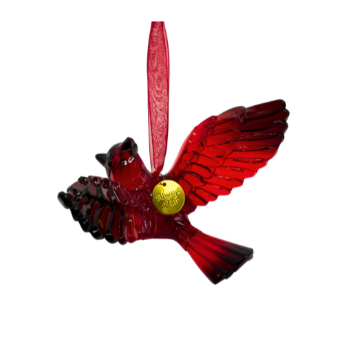 "Always Near" Cardinal Christmas Ornament 3.5" Acrylic