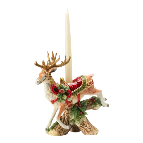 Fitz and Floyd Landing Deer Candle Holder Holiday Home New in Box