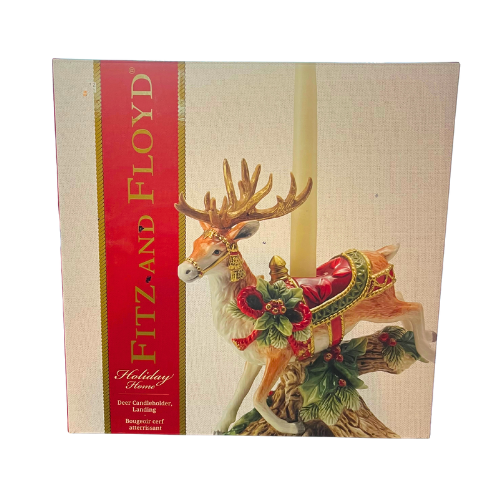 Fitz and Floyd Landing Deer Candle Holder Holiday Home New in Box