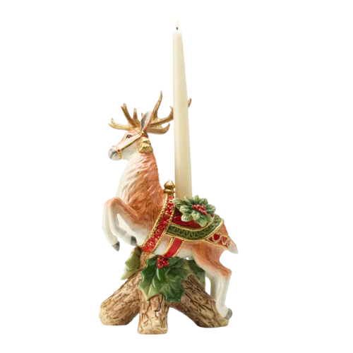 Fitz and Floyd Leaping Deer Candle Holder Holiday Home New in Box