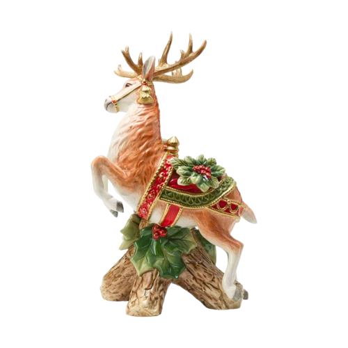 Fitz and Floyd Leaping Deer Candle Holder Holiday Home New in Box