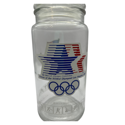 1984 Olympic Games Of Los Angeles M&M's Chocolate 8" Glass Candy Jar With Lid
