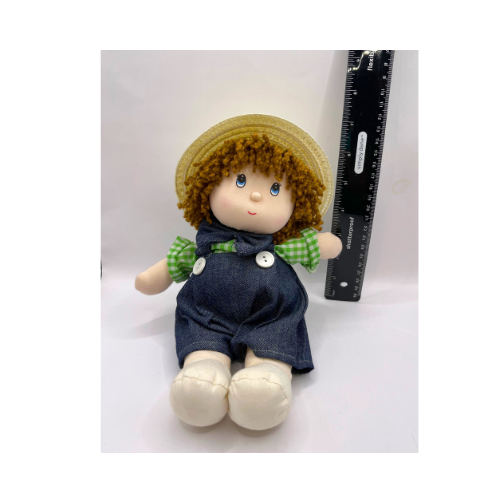 Vintage Heart Songs Wind Up Musical Animatronic Doll Boy in Overalls