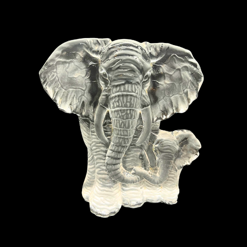Elephant Mother and Baby Leaded Crystal Iceberg Sculpture Paperweight