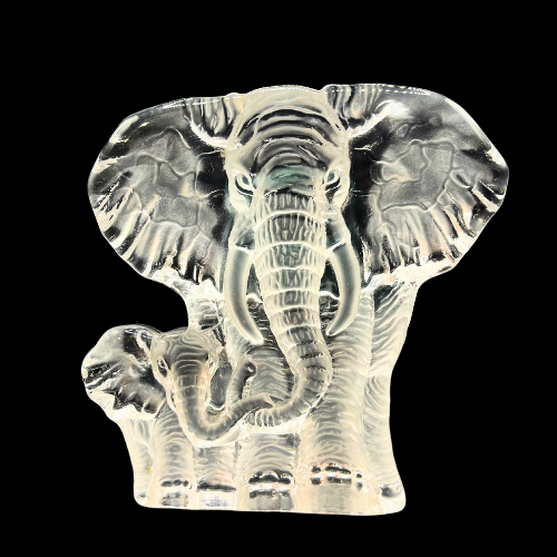 Elephant Mother and Baby Leaded Crystal Iceberg Sculpture Paperweight