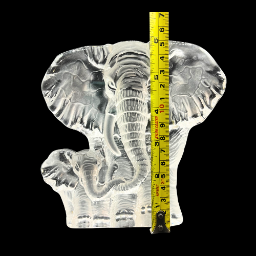 Elephant Mother and Baby Leaded Crystal Iceberg Sculpture Paperweight