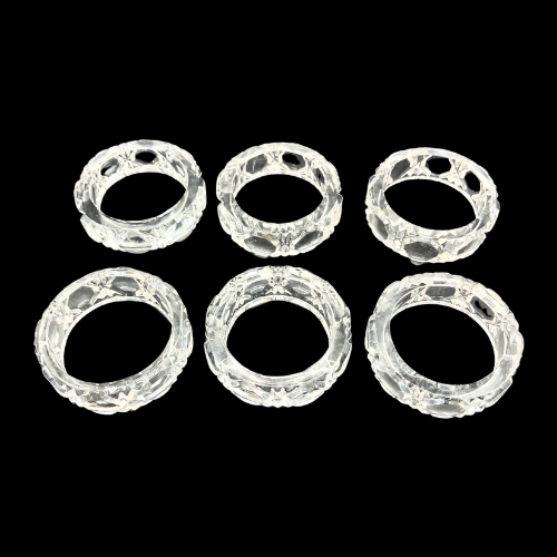 West German Lead Crystal Napkins Rings Original Box Octagonal Cut Pattern