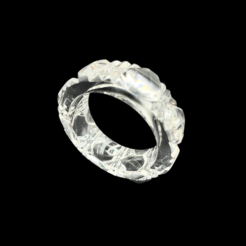 West German Lead Crystal Napkins Rings Original Box Octagonal Cut Pattern