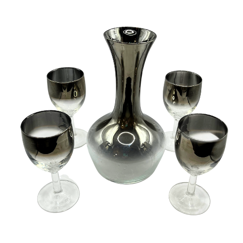 MCM Mercury Fade Decanter Bar Set Dorothy Thorpe Style Hollywood Regency Glam GrannyCore