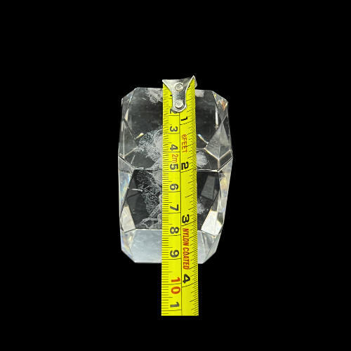 Vintage Fairy Laser 3D Etched Crystal Hologram Paperweight 3 1/4" Clear Geometric Prism Cut