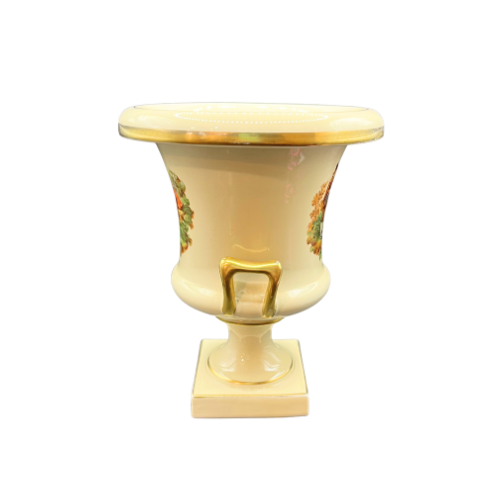 1940s Trenton Potteries USA Mantle 8" Urn Vase Courting Couple Floral Decor