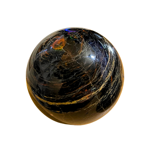 Black Moonstone Crystal Sphere 9" Circumference with Sphere Stand