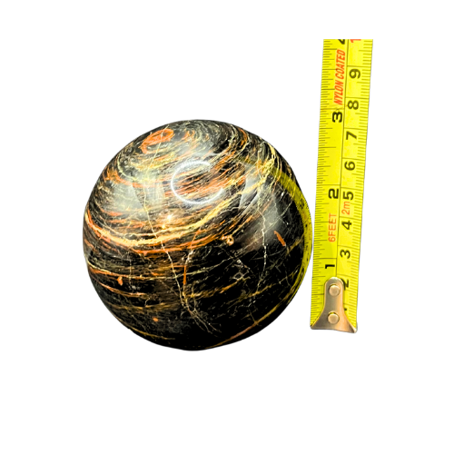 Black Moonstone Crystal Sphere 9" Circumference with Sphere Stand