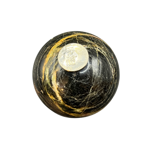 Black Moonstone Crystal Sphere 9" Circumference with Sphere Stand
