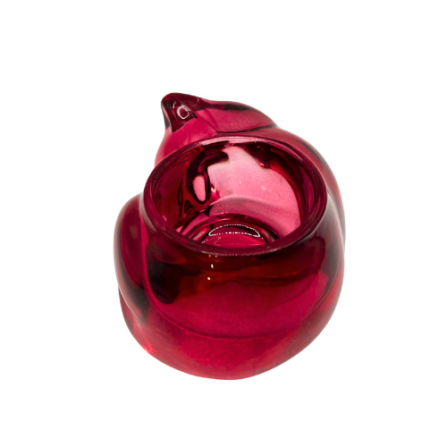 Vintage Indiana Glass Sleeping Cat Tea Light Candle Holder Votive Flashed Pink