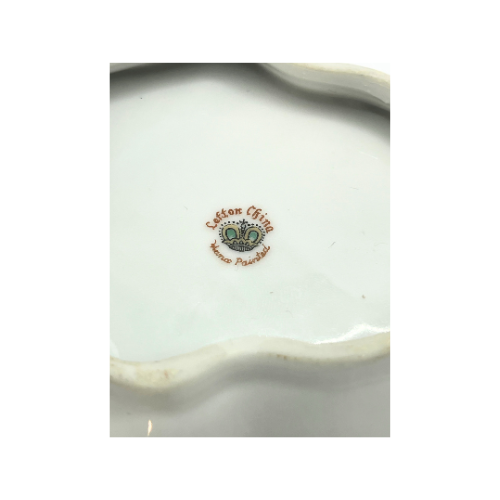 Vintage Lefton Stackable Ash Trays / Trinket Dishes  Leaf Shaped w. Rose Flowers Set of 4
