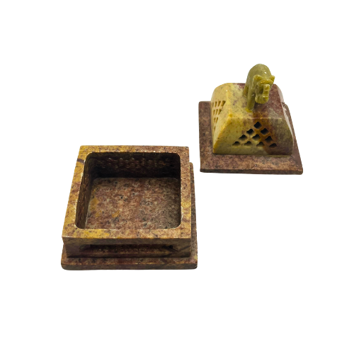 Vtg Hand Carved Soapstone Elephant Incense / Trinket Box Soapstone (Repaired)