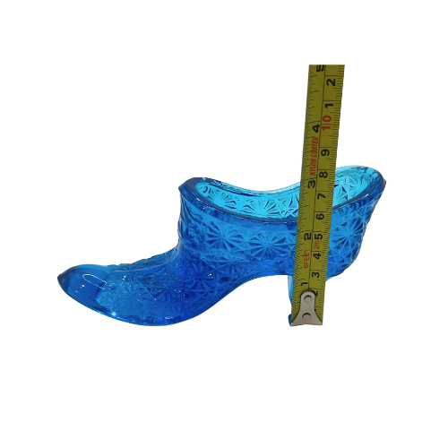 Vintage LE Smith Colonial Blue Glass Daisy and Buttons Shoe/Slipper Figurine