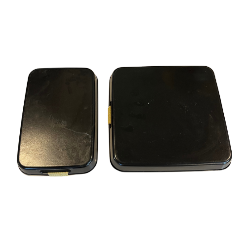 MCM Japanese Lacquer 3 Piece Nesting Serving Tray Set Black Gold Red White Iris Floral Design