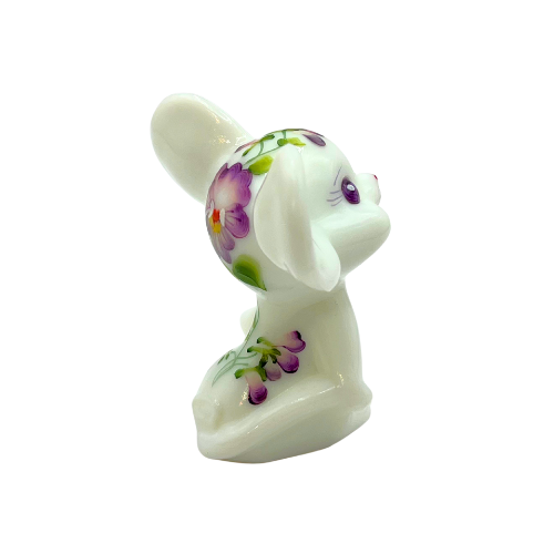 Hand Painted Fenton Mouse Figurine Purple Floral Signed - Nichols