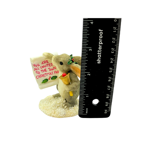 Vintage Charming Tails "Town Crier" Christmas Bunny/ Rabbit Figurine By Dean Griff