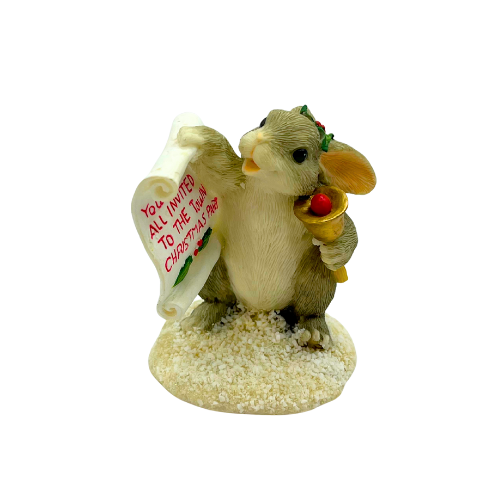 Vintage Charming Tails "Town Crier" Christmas Bunny/ Rabbit Figurine By Dean Griff