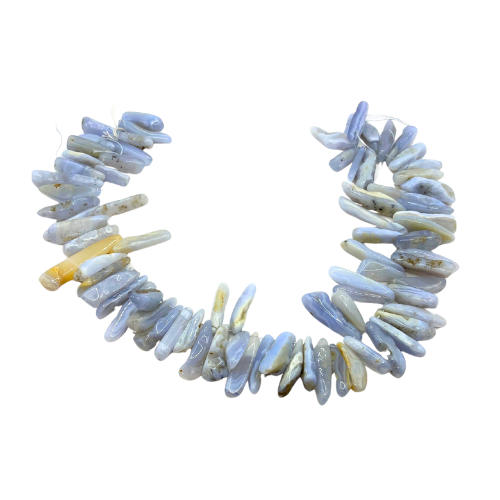 Large Natural Blue Lace Agate Chalcedony Freeform Beads Top Side Drilled Gemstone 16.5" Strand