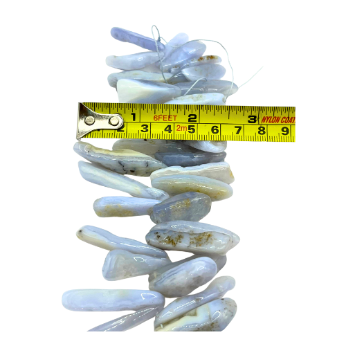 Large Natural Blue Lace Agate Chalcedony Freeform Beads Top Side Drilled Gemstone 16.5" Strand
