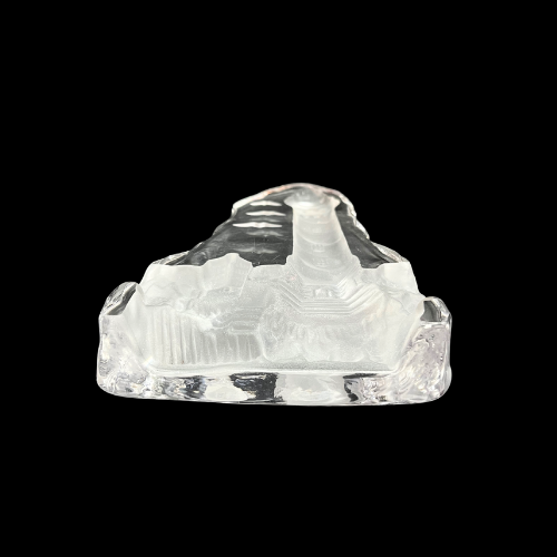 Lighthouse Seashore Frosted Glass Sculpture Nautical Beach Core Paperweight 6” by 4"