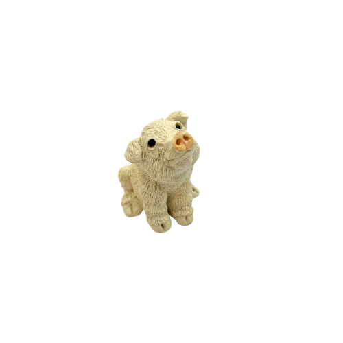 Vintage Stone Critter Littles White Pig Piglet Sitting Figurine Made in the USA SCL-018