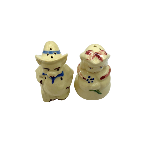 1940s Shawnee Pottery Salt and Pepper Shakers Nursery Rhyme Marriage Set Jill (Jack and Jill) Pig (3 Little Pigs)