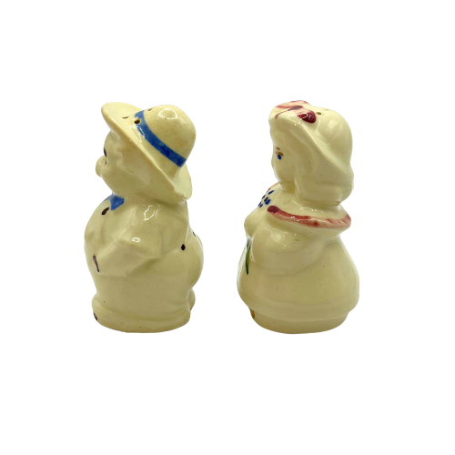 1940s Shawnee Pottery Salt and Pepper Shakers Nursery Rhyme Marriage Set Jill (Jack and Jill) Pig (3 Little Pigs)