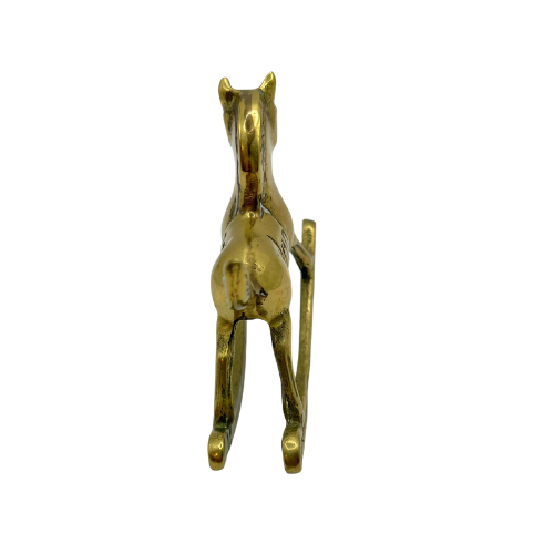Vintage Brass Rocking Horse Equestrian Figurine Nursery Decor