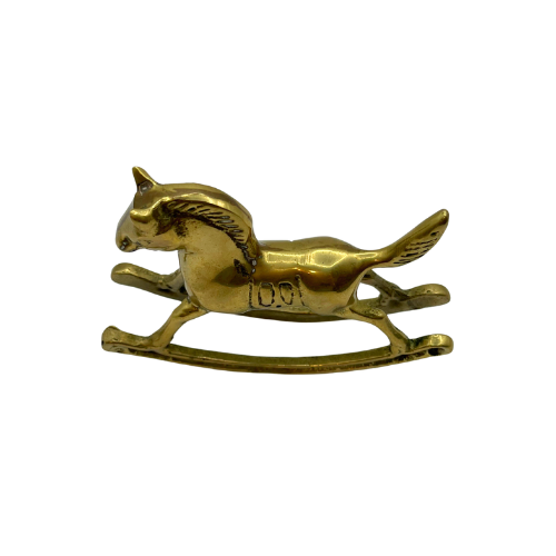 Vintage Brass Rocking Horse Equestrian Figurine Nursery Decor