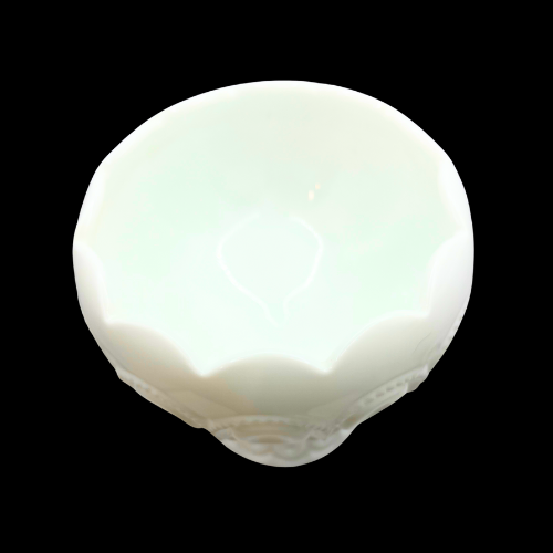 MCM LE Smith Moon and Stars White Milk Glass Pedestaled Compote Decorative Curved Rim   Bowl