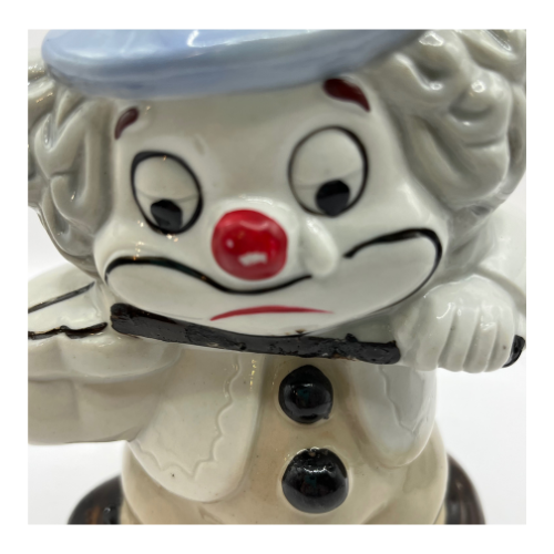 VTG Porcelain Two-Faced Clown Money Box Double Sided Happy/ Sad Playing Violin