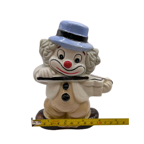 VTG Porcelain Two-Faced Clown Money Box Double Sided Happy/ Sad Playing Violin