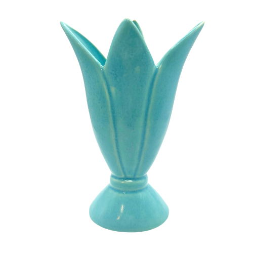 1940’s MCM Turquoise Tulip Vase  Franciscan Art Ware  6"