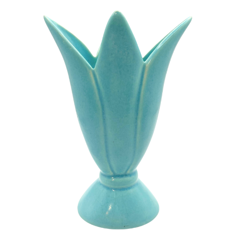 1940’s MCM Turquoise Tulip Vase  Franciscan Art Ware  6"