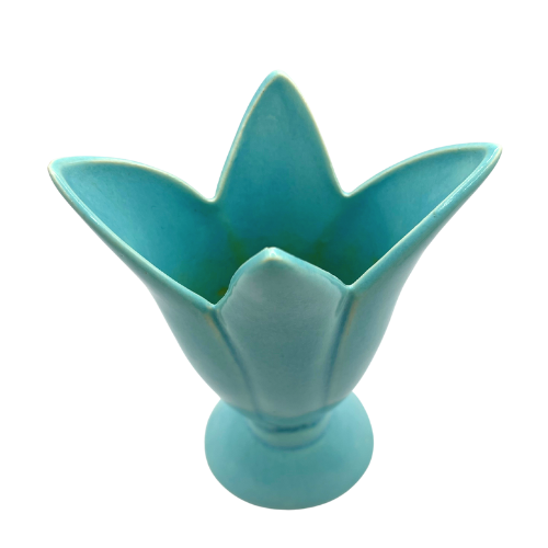 1940’s MCM Turquoise Tulip Vase  Franciscan Art Ware  6"