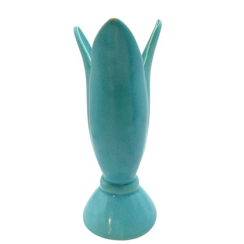 1940’s MCM Turquoise Tulip Vase  Franciscan Art Ware  6"