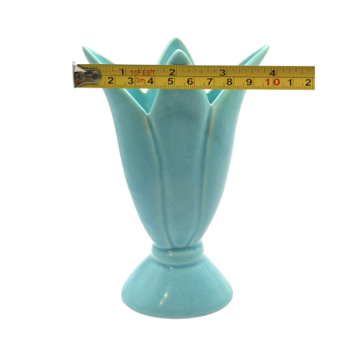 1940’s MCM Turquoise Tulip Vase  Franciscan Art Ware  6"