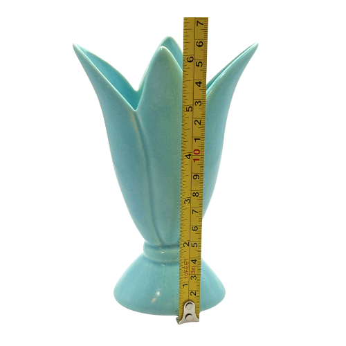 1940’s MCM Turquoise Tulip Vase  Franciscan Art Ware  6"